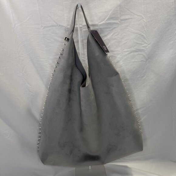 GAP, Studded Vegan Suede Slouchy Tote Bag, Steel Blue (Light Gray), NWT #Moto - Picture 1 of 14